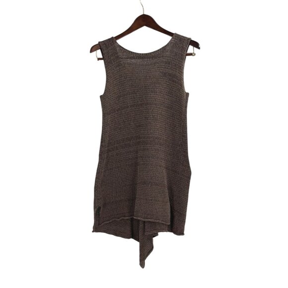 Skif Skifo Womens Asymmetric Knit Sleeveless Tunic Brown Lagenlook Chunky Cozy - Picture 2 of 6